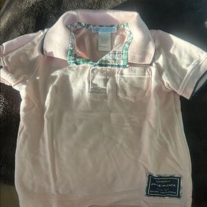 Janie and Jack Light Pink Polo with Plaid Trim
